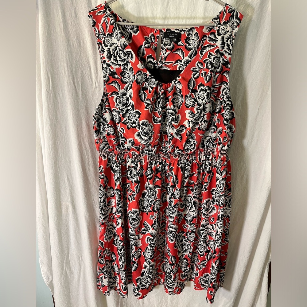 New Look Inspire Floral Coral and Black Women's Dress
